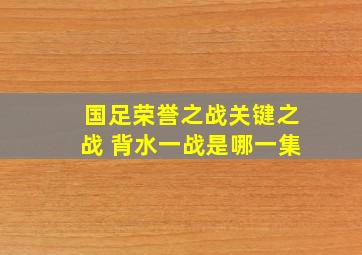 国足荣誉之战关键之战 背水一战是哪一集